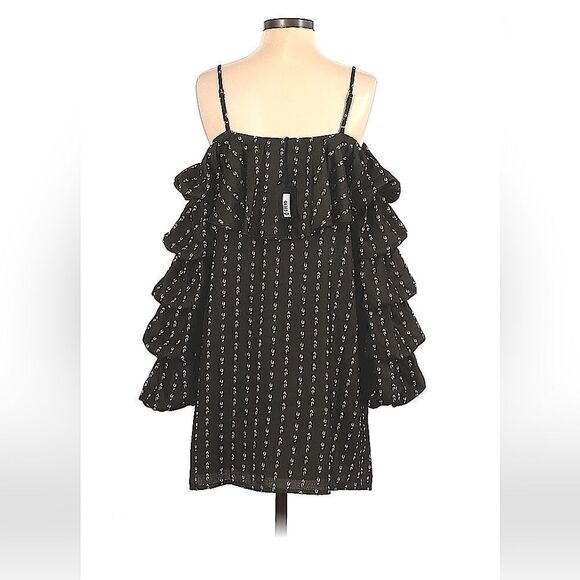 Urban Outfitters Lucca Couture Deep Green Ruffle 3/4 Sleeve Mini Dress Sz S - Picture 2 of 11